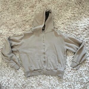 Brandy Melville Sherpa-Lined Zip Hoodie — Beige